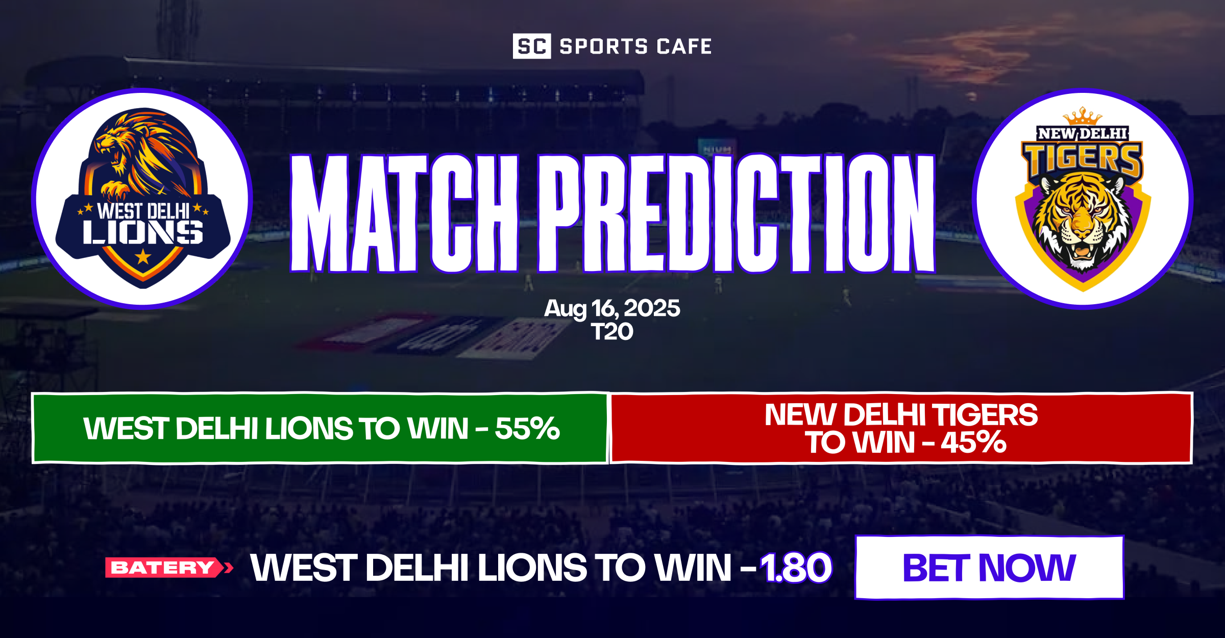 West Delhi Lions vs New Delhi Tigers